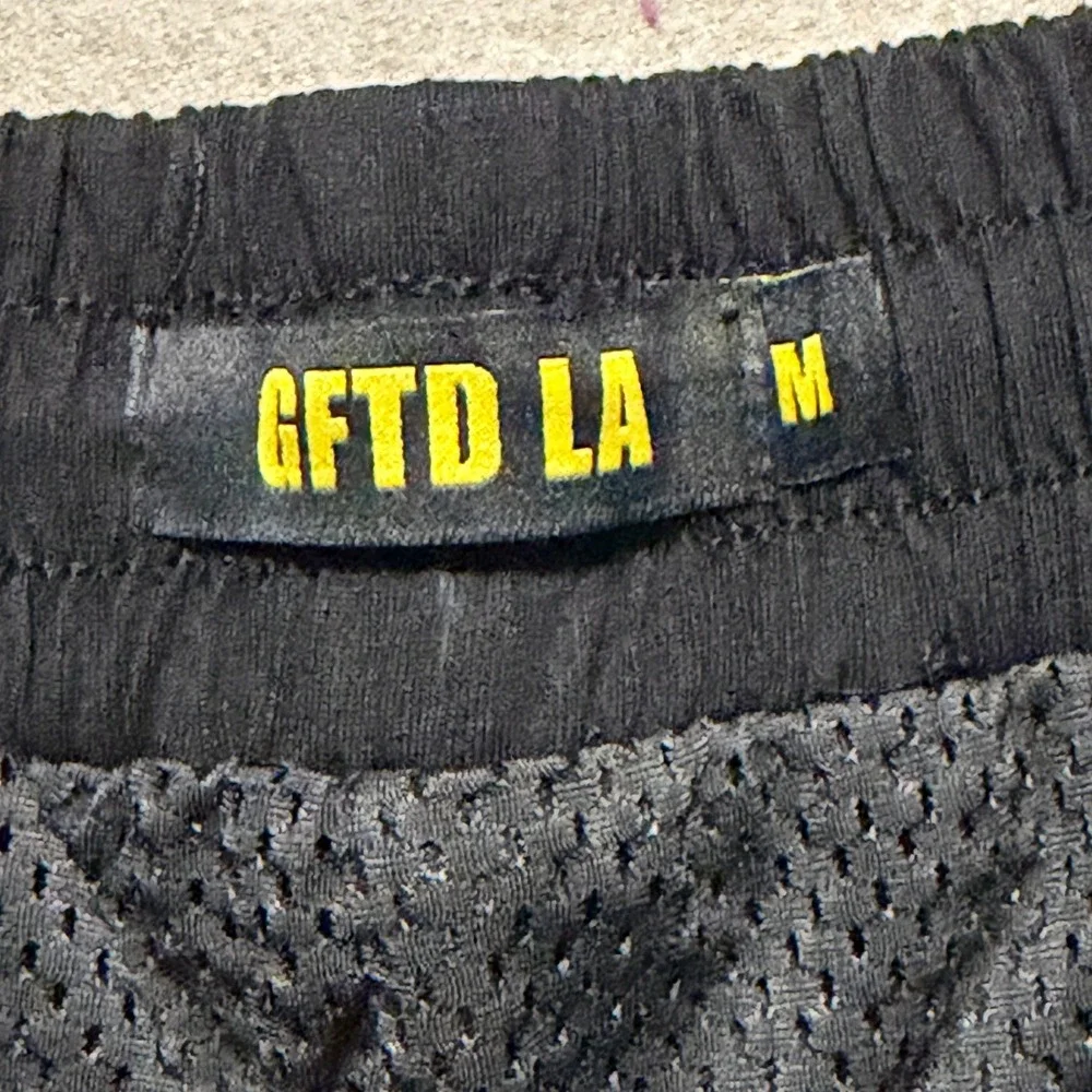GFTD LA All Mighty Racing Shorts Mens Medium Black Mesh Graphic Drawstring NEW
